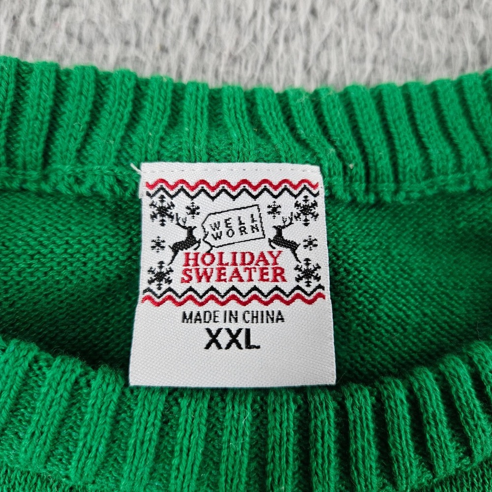 Ugly Christmas Sweater Womens XXL Green Fair Isle Gingerbread Man Oh Snap - Picture 7 of 16